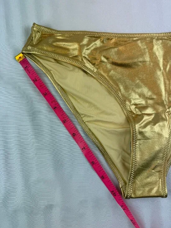 NWT SOLID & STRIPED The Nani metallic mid-rise bikini briefs Size Small $108 - Picture 10 of 13